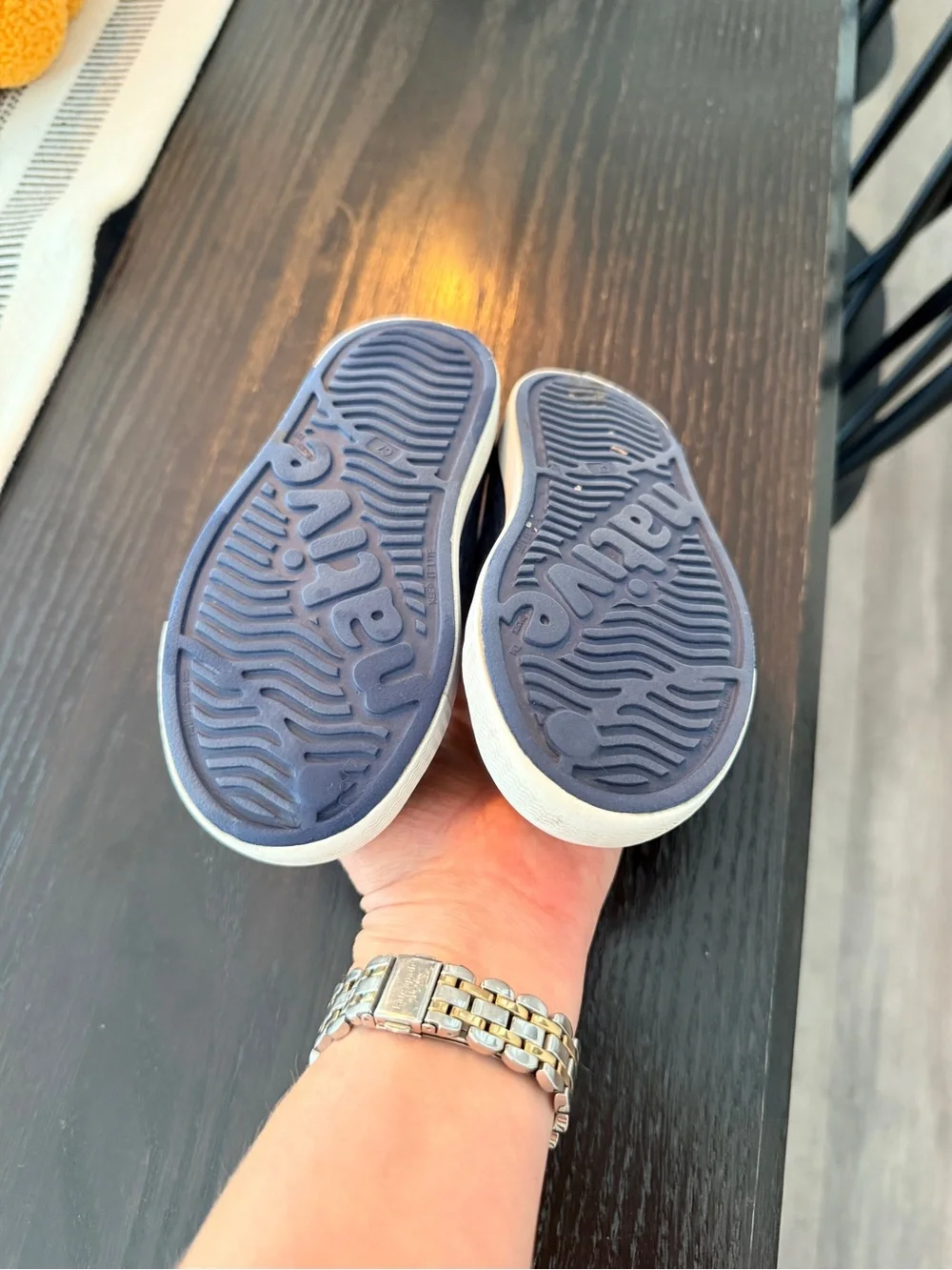 Native Kids Water Shoe in Navy with White Toe Cap